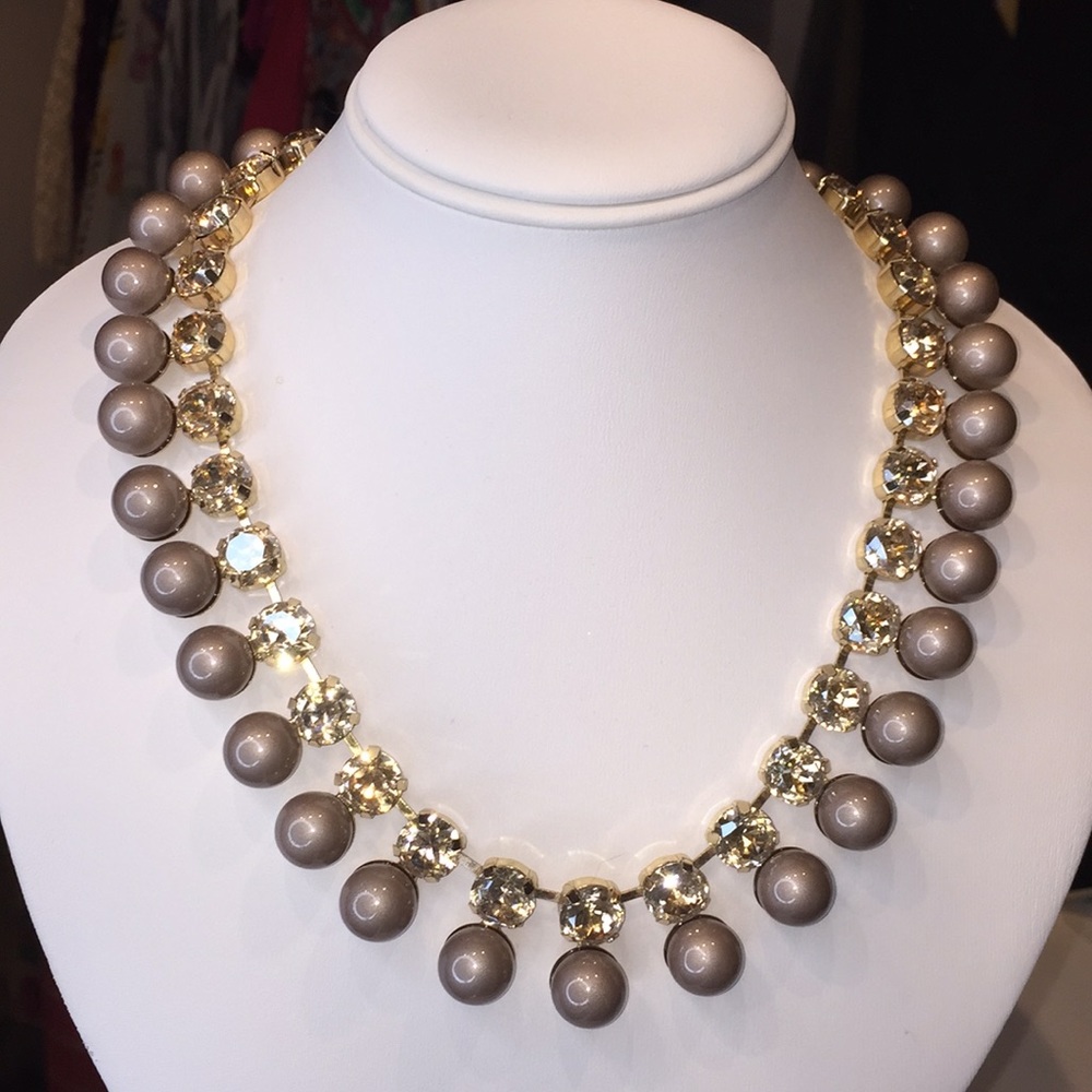 Taupe and champagne colored stone necklace